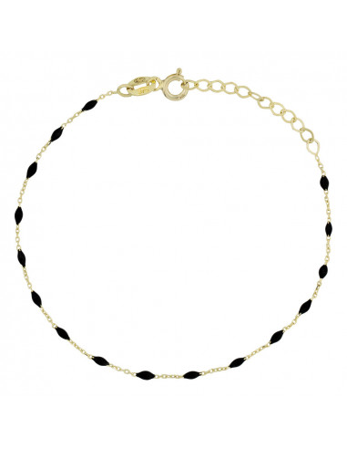 Bracelet Or Jaune 375/1000 " Amada Noir" Email