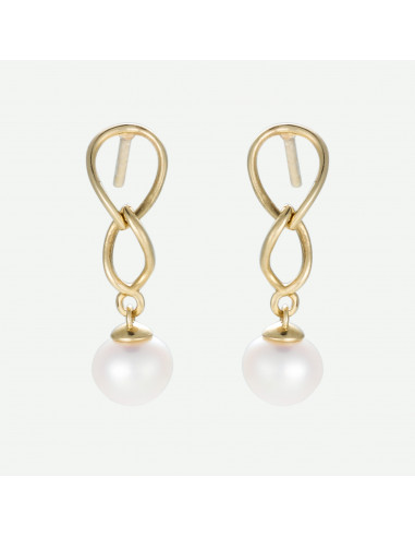 Boucles d'oreilles Or Jaune 375/1000  "Dara"  et perles blanche