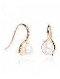 Boucles D\'Oreilles perle Parfaite Perle Blanche Or Jaune 375/1000 Perle et Zirconium