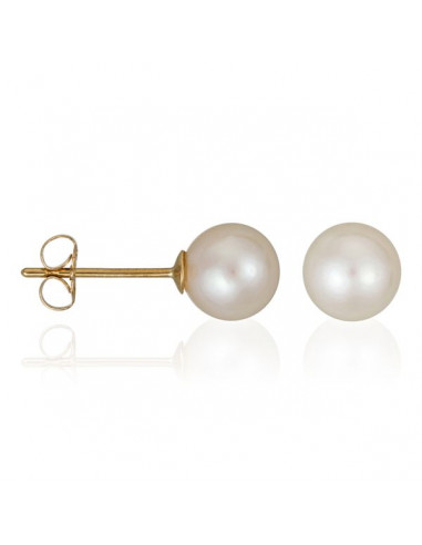 Boucles d'oreilles Or Jaune 375/1000 "My Pearl 6"  Perles Blanches