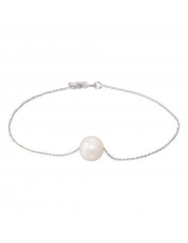 Bracelet Or Blanc 375/1000 "Single pearl"