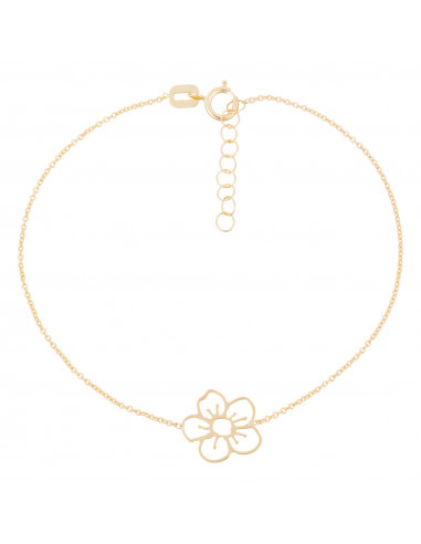 Bracelet Or Jaune 375/1000 "Fleur dorée" Tout or