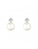 Boucles D\'Oreilles my Pearl Perle Blanche Or Blanc 375/1000 Perle et Zirconium