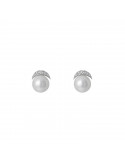 Boucles D\'Oreilles world Perle Blanche Or Blanc 375/1000 Perle et Zirconium
