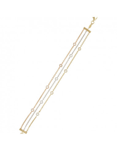 Bracelet bracelet Harmonie Or Tricolore 375/1000 Zirconium