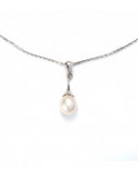 Pendentif Innocent Perle Blanche Or Blanc 375/1000 Perle et Zirconium