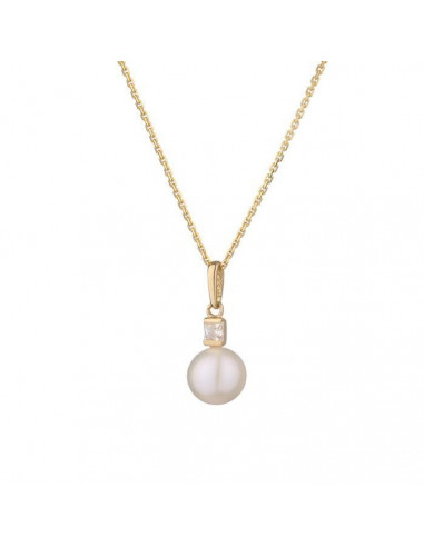 Pendentif Splendide Perle Blanche Or Jaune 375/1000 Perle et Zirconium