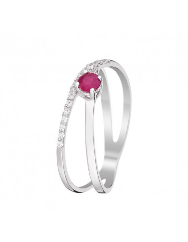 Bague "So Red 0,23ct/1 " Or blanc 375/1000