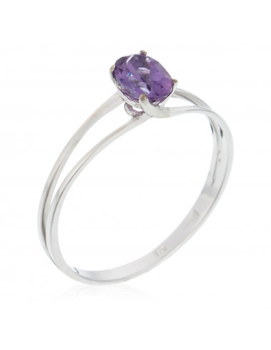 Bague "Prune Double Solitaire" Or Blanc 375/1000