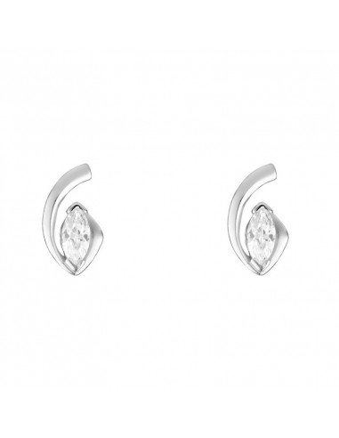 Boucles d'oreilles "Ondes" Or Blanc 375/1000 et Zirconium