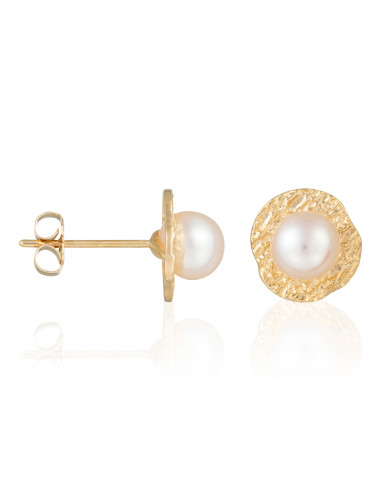 Boucles d'oreilles Or Jaune 375/1000  "Oesia Pearl"Perle