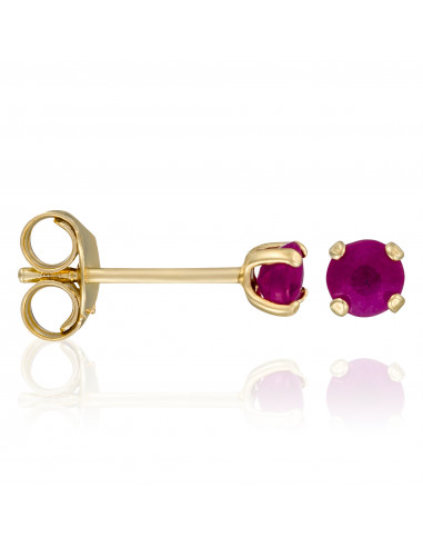 Boucles d'oreilles Or Jaune 375/1000 "Little red 3mm" : 0,12ct/2Rubis